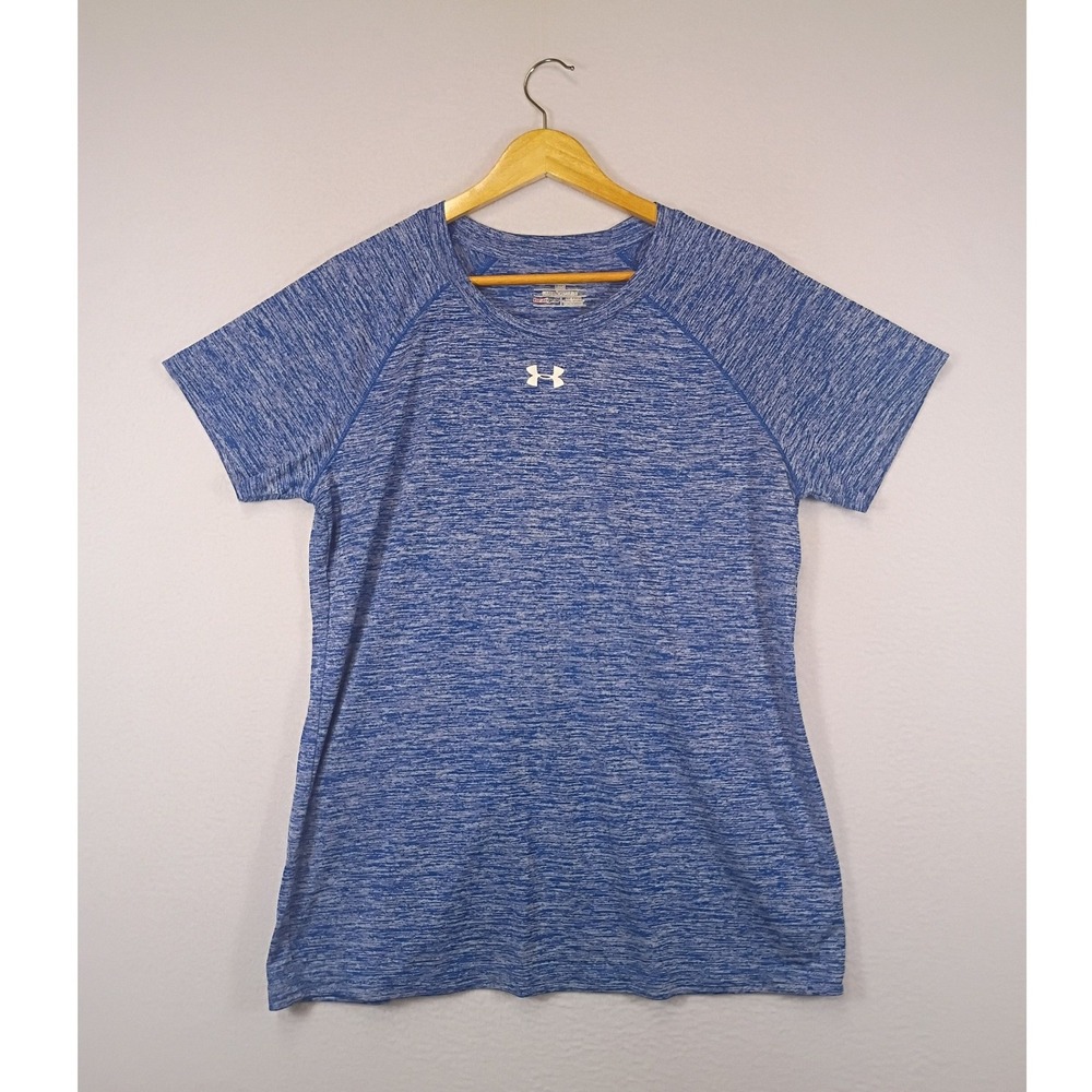 Athletic Under Armour Womens M Blue HeatGear Space Dye Short Sleeve Tech Tee